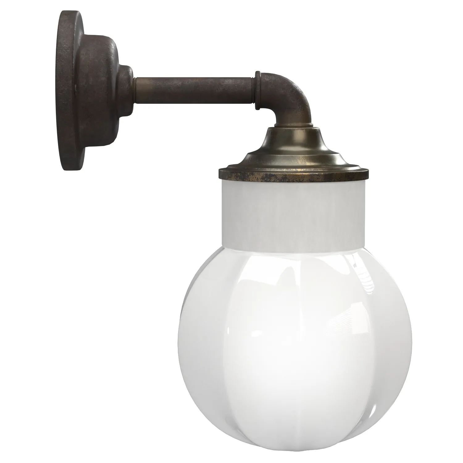 Opaline Glass Porcelain Industrial Wall Lamp PBR 3D Model_01